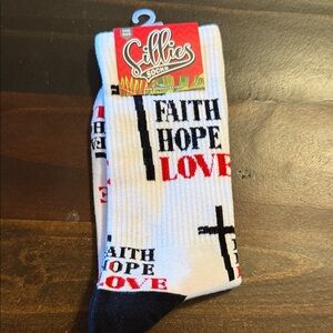 Faith Hope Love Athletic Socks - White and Black